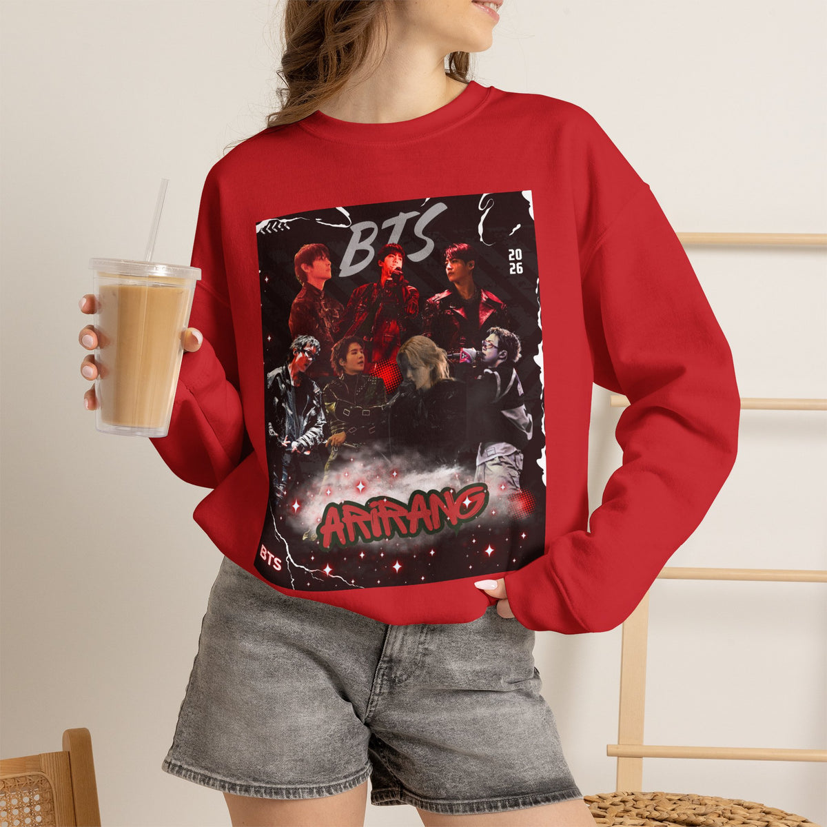 K-Pop Graphic Crewneck Sweatshirt — BTS Aesthetic Fan Design
