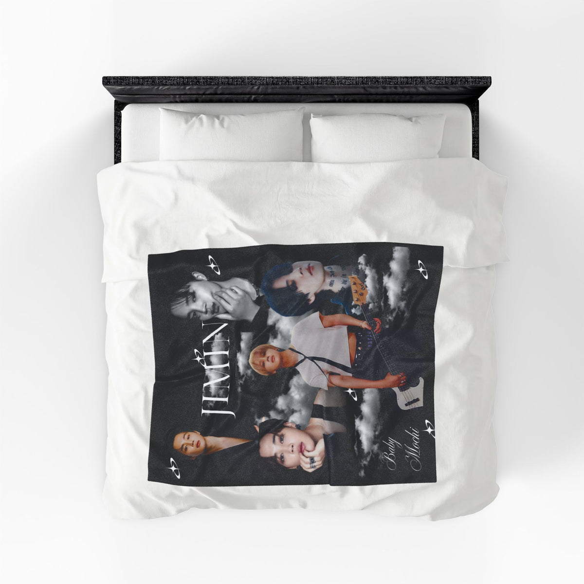 Velveteen Plush Blanket — Jimin Photo Collage Fleece Throw