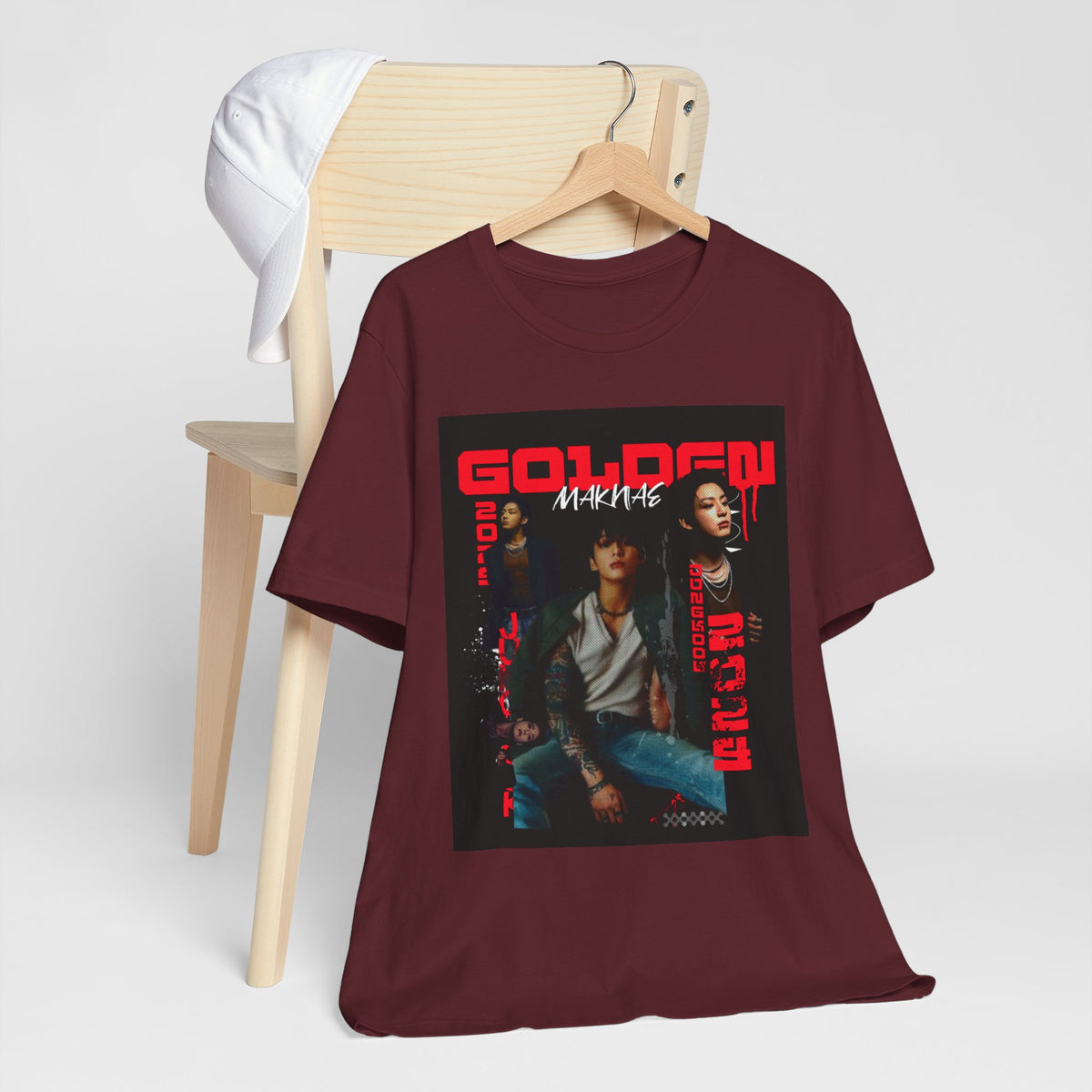Jungkook Graphic Tee — Golden (Red Text)