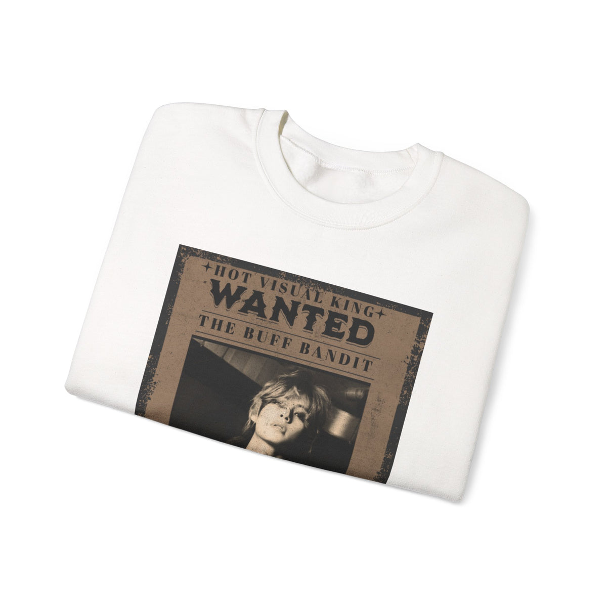 Wanted Poster Crewneck Sweatshirt — Vintage 'Buff Bandit' Graphic