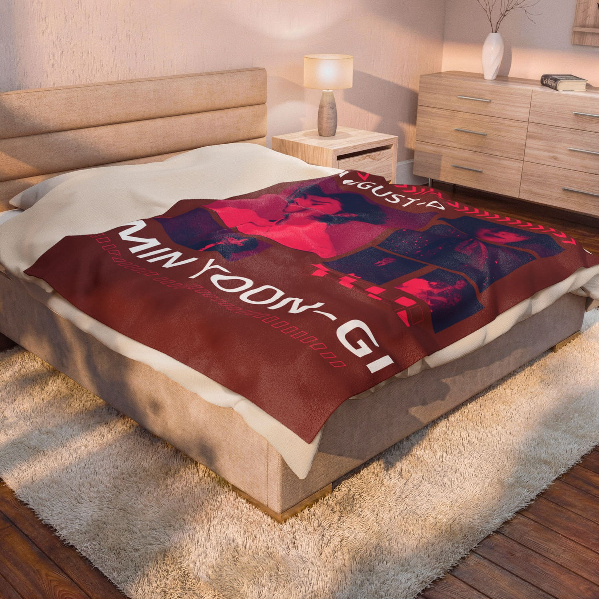 Velveteen Plush Blanket — Min Yoon‑Gi Photo Collage Throw (August‑D Design)