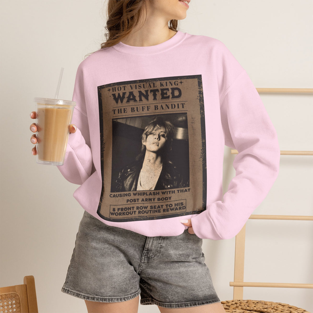 Wanted Poster Crewneck Sweatshirt — Vintage 'Buff Bandit' Graphic