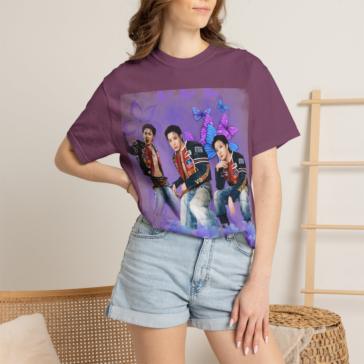 JHOPE Graphic T-Shirt — Purple Floral Portrait Tee