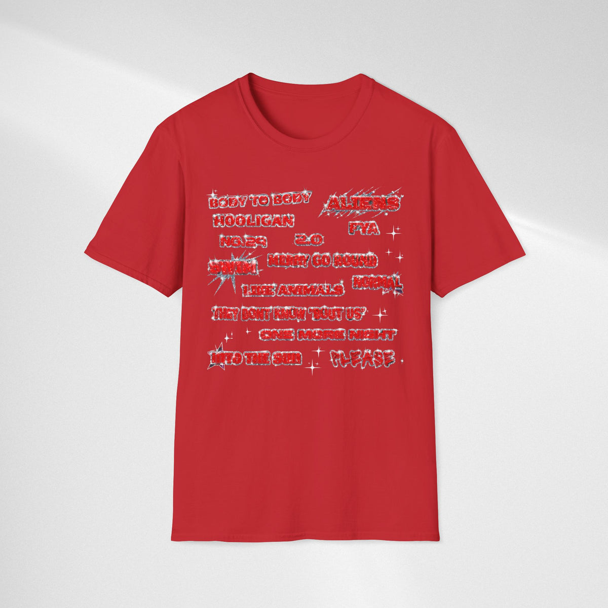 BTS Band Tee — Red  Text Graphic T‑Shirt