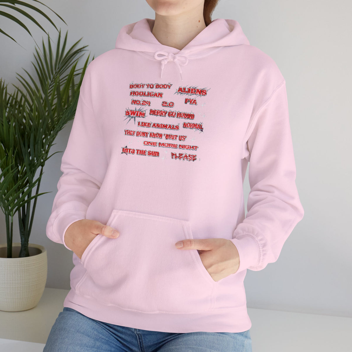 BTS Text Graphic Hoodie —  Red Script Sweatshirt