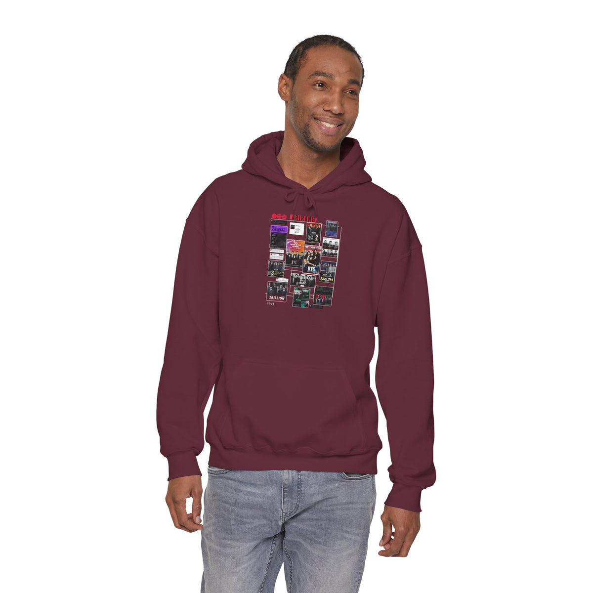 BTS Collage Hoodie — Retro Music Posters Graphic Sweatshirt