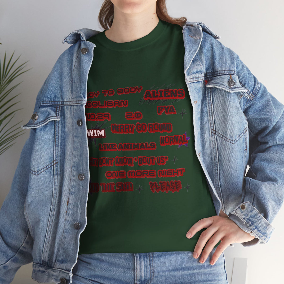 BTS ARIRANG Graphic Tee — Distorted Red Text Band Shirt