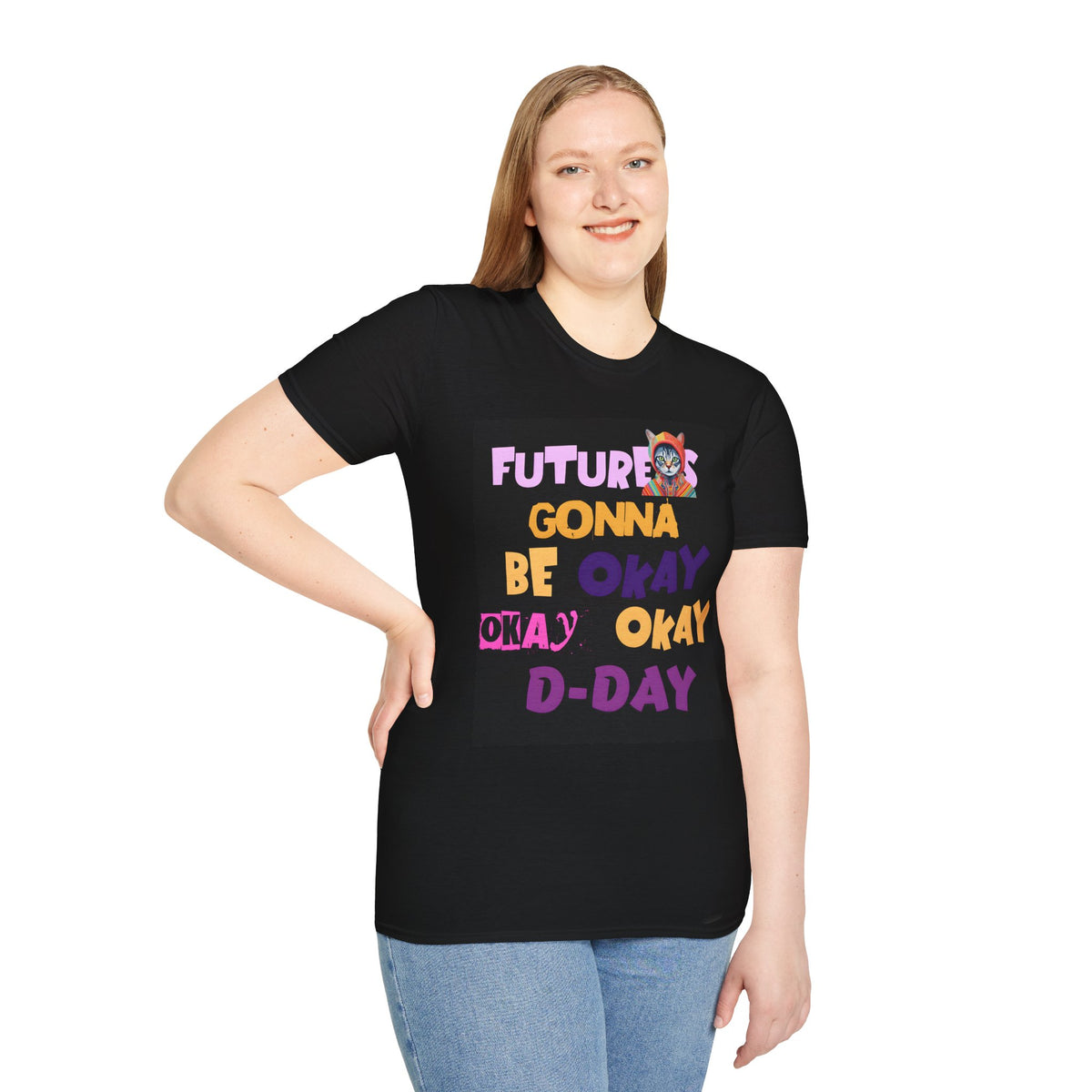 T-Shirt — “Future’s Gonna Be Okay” Positive Cat Graphic Tee