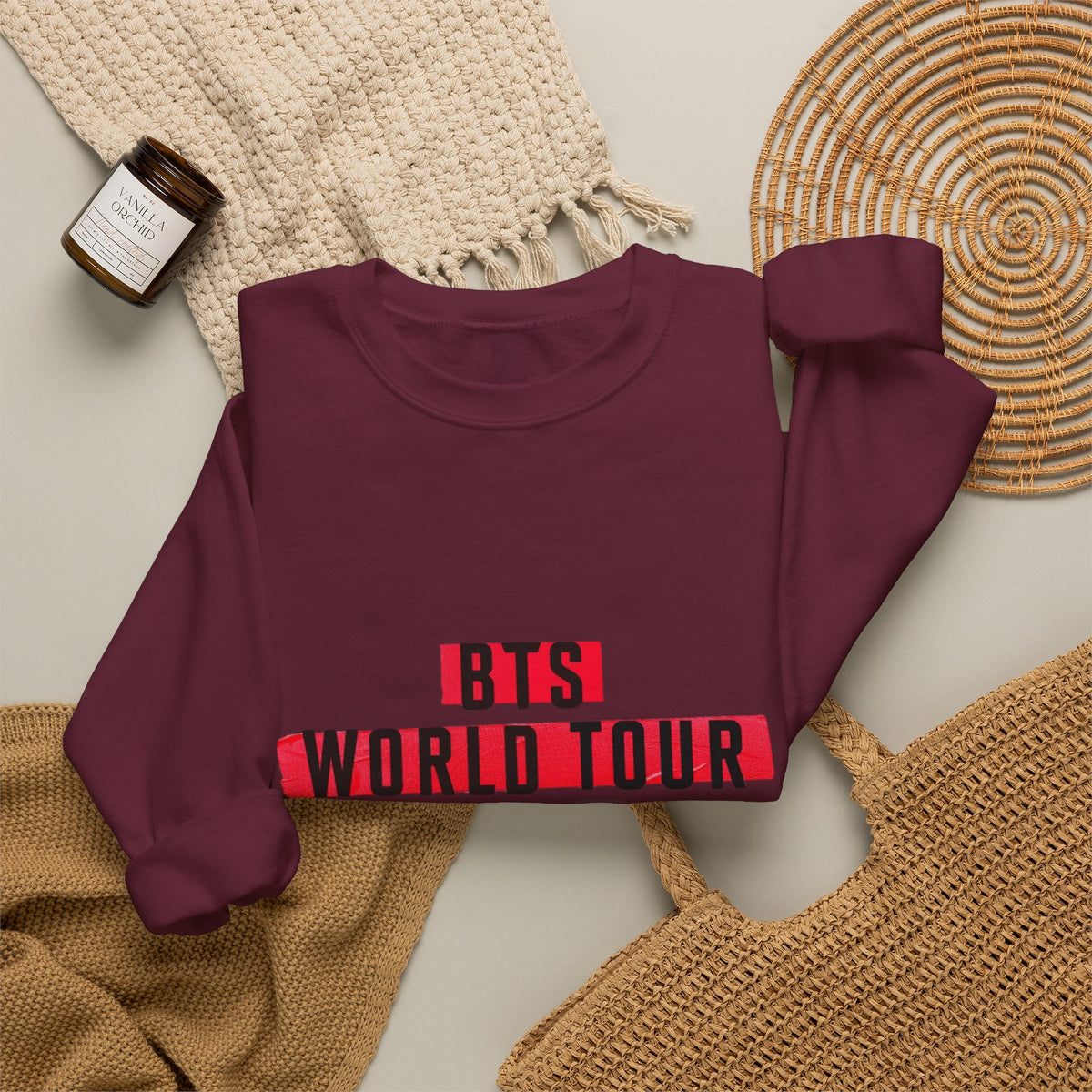 BTS ARMY Crewneck Sweatshirt — “BTS World Tour Arirang” Front & “Army Forever Bangtan Forever” Back