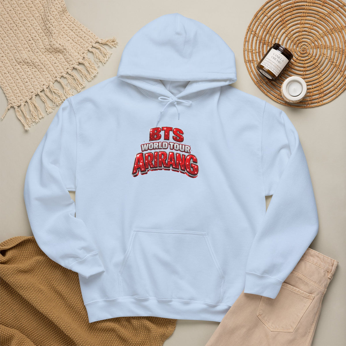 BTS Hoodie — "World Tour ARMY" Retro Red Graphic Pullover