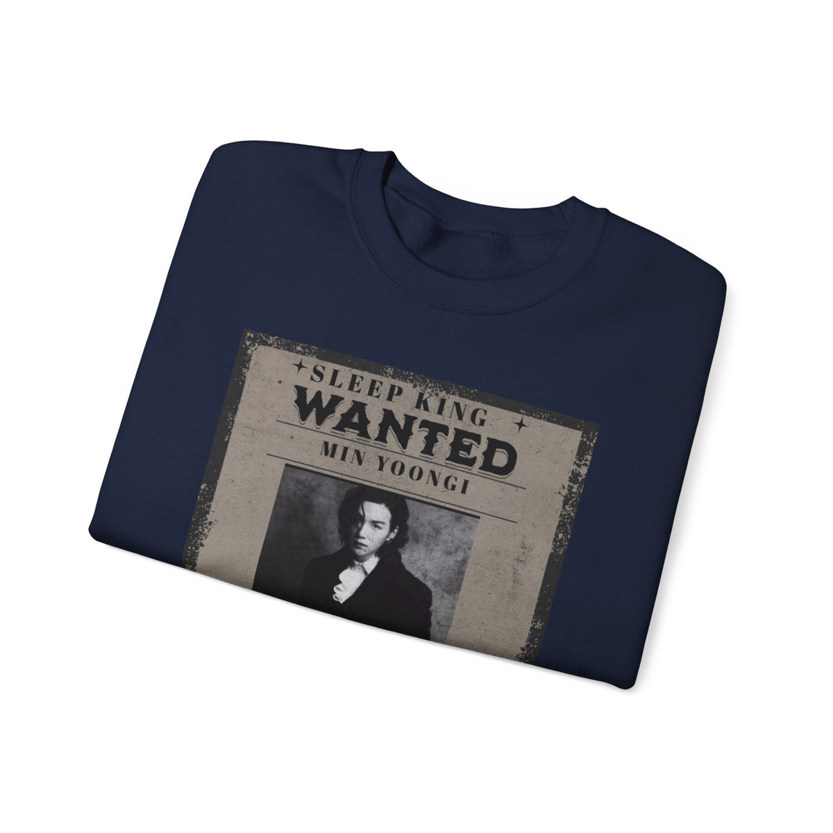 Suga Wanted Poster Crewneck Sweatshirt – Vintage 'Sleep King' Graphic