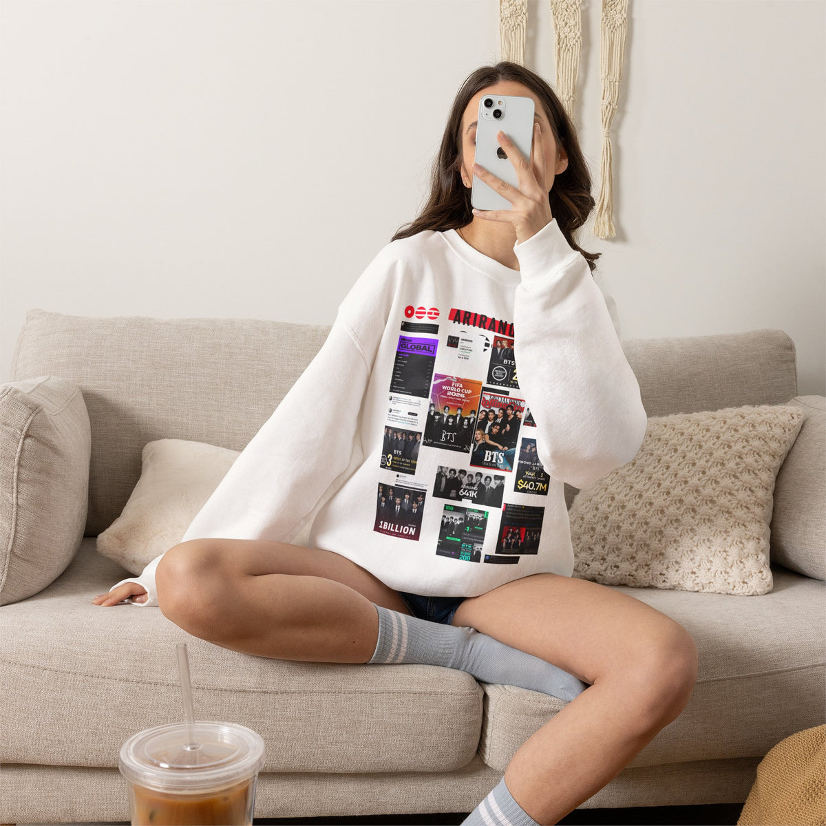 BTS Collage Graphic Crewneck Sweatshirt — Music Poster Design