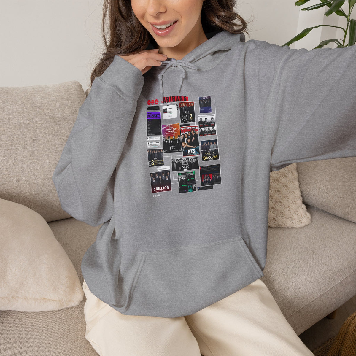 BTS Collage Hoodie — Retro Music Posters Graphic Sweatshirt