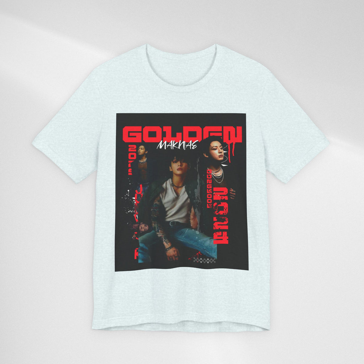 Jungkook Graphic Tee — Golden (Red Text)