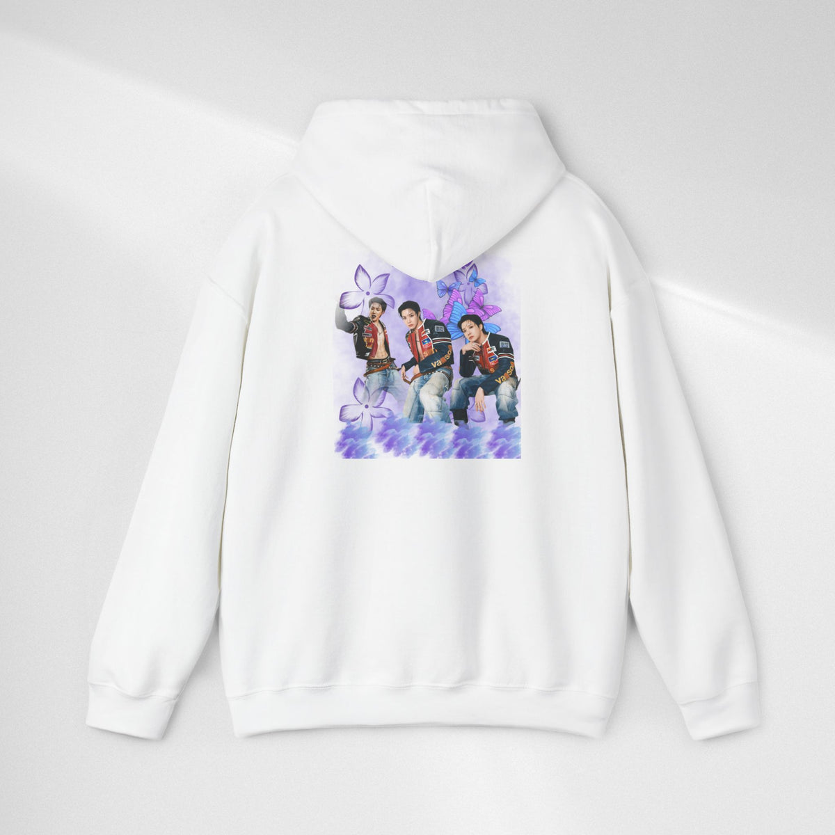 JHOPE Photo Hoodie — Purple Watercolor Floral Crew Sweatshirt