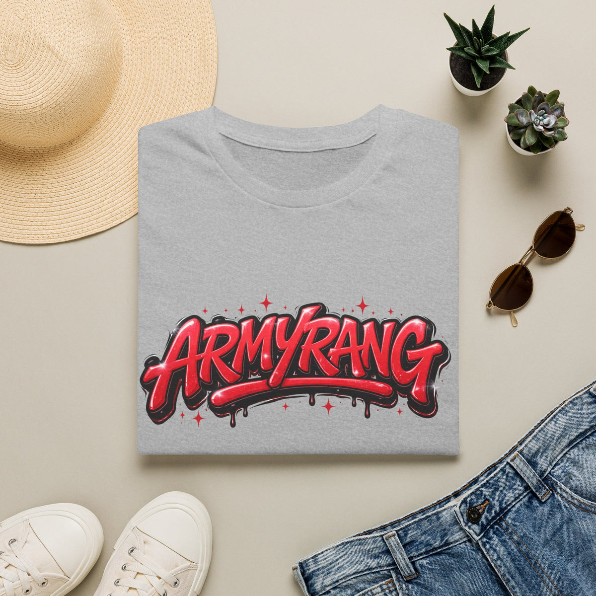 ArmyRang Graphic T-Shirt — Red Graffiti Streetwear Tee