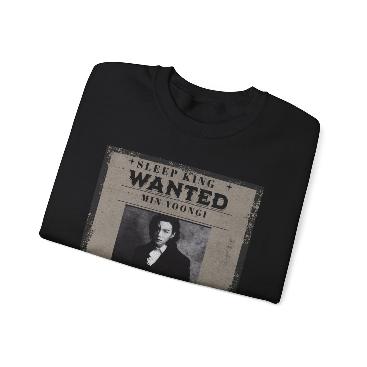 Suga Wanted Poster Crewneck Sweatshirt – Vintage 'Sleep King' Graphic