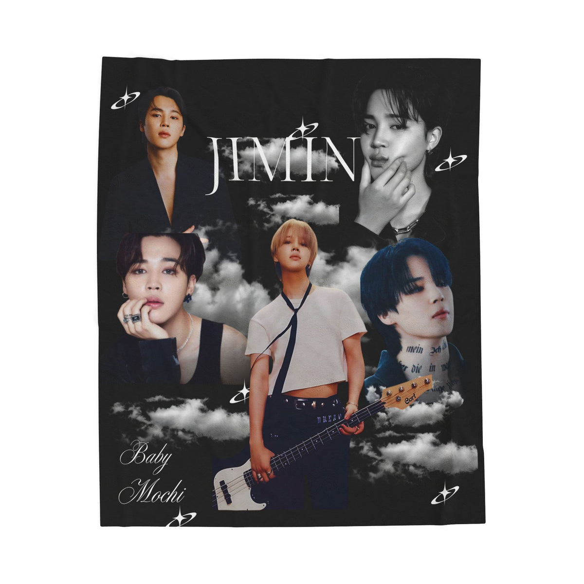 Velveteen Plush Blanket — Jimin Photo Collage Fleece Throw