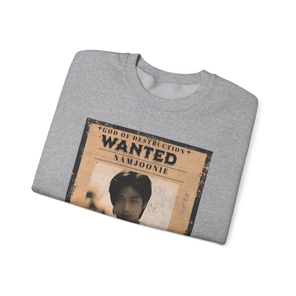 Wanted Poster Crewneck Sweatshirt — 'Wanted: Namjoonie' Vintage K-Pop Graphic