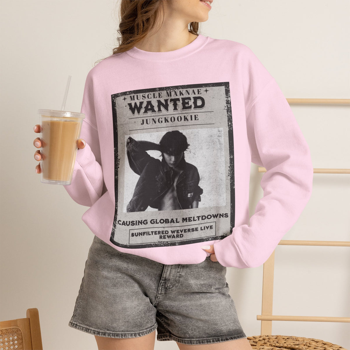 Wanted Poster Crewneck Sweatshirt — Vintage 'Wanted' Graphic Pullover