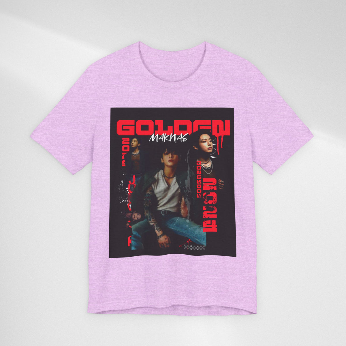 Jungkook Graphic Tee — Golden (Red Text)