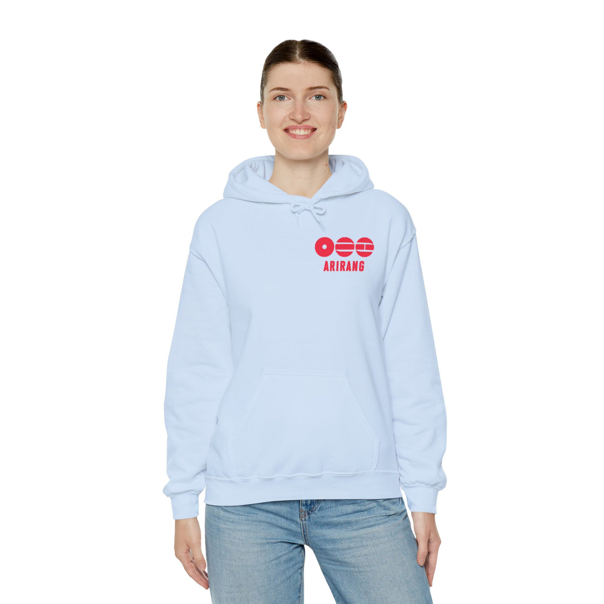 Arirang Logo Hoodie — Minimal BTS Inspired White Pullover