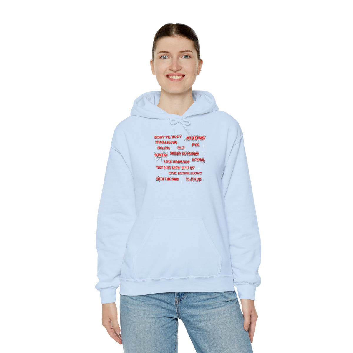 BTS Text Graphic Hoodie —  Red Script Sweatshirt