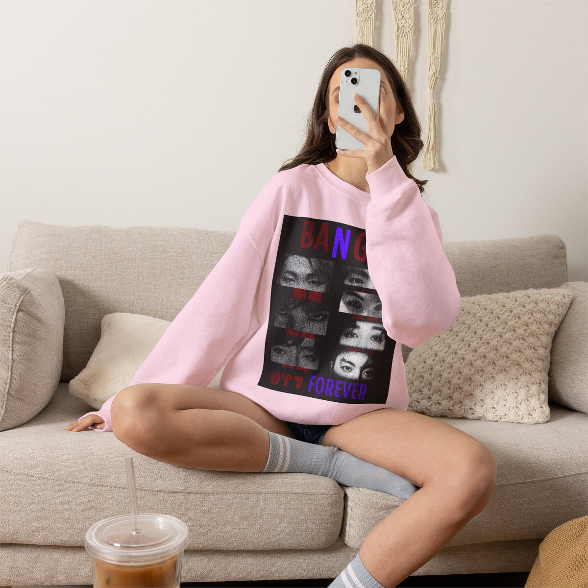 Bangtan Eyes Graphic Sweatshirt — K-Pop Fan Crewneck ("BANGTAN 07 FOREVER")
