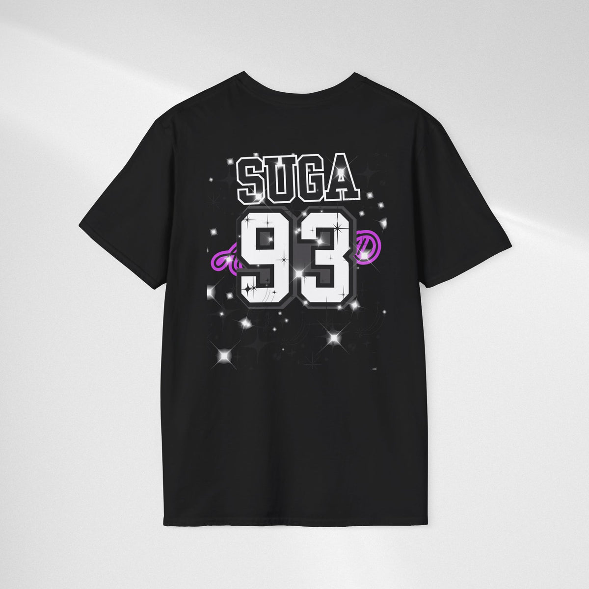 Vintage K-Pop Idol Graphic Tee — "SUGA 93" Sparkle Jersey Shirt