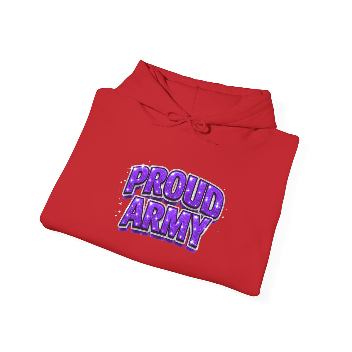 Proud Army Hoodie — Bold Purple Graphic  Pullover