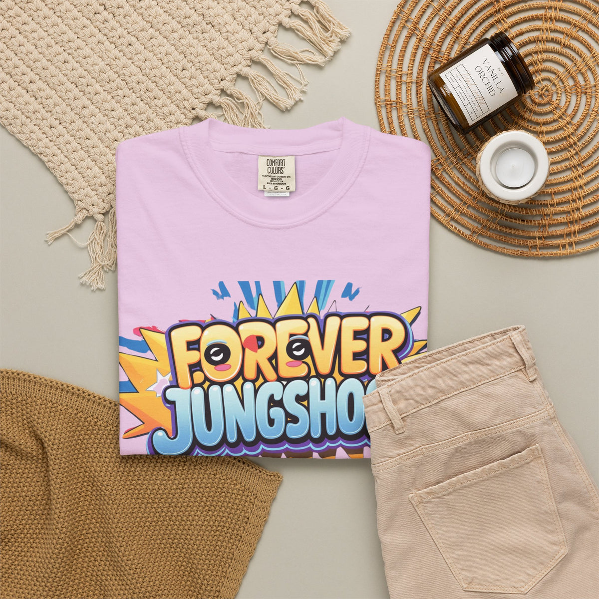 Forever Jungshook T-Shirt — Colorful Fan Graphic Tee