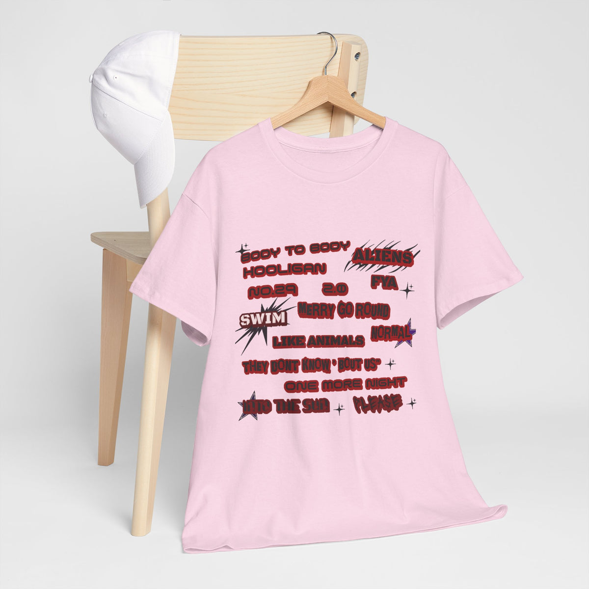 BTS ARIRANG Graphic Tee — Distorted Red Text Band Shirt