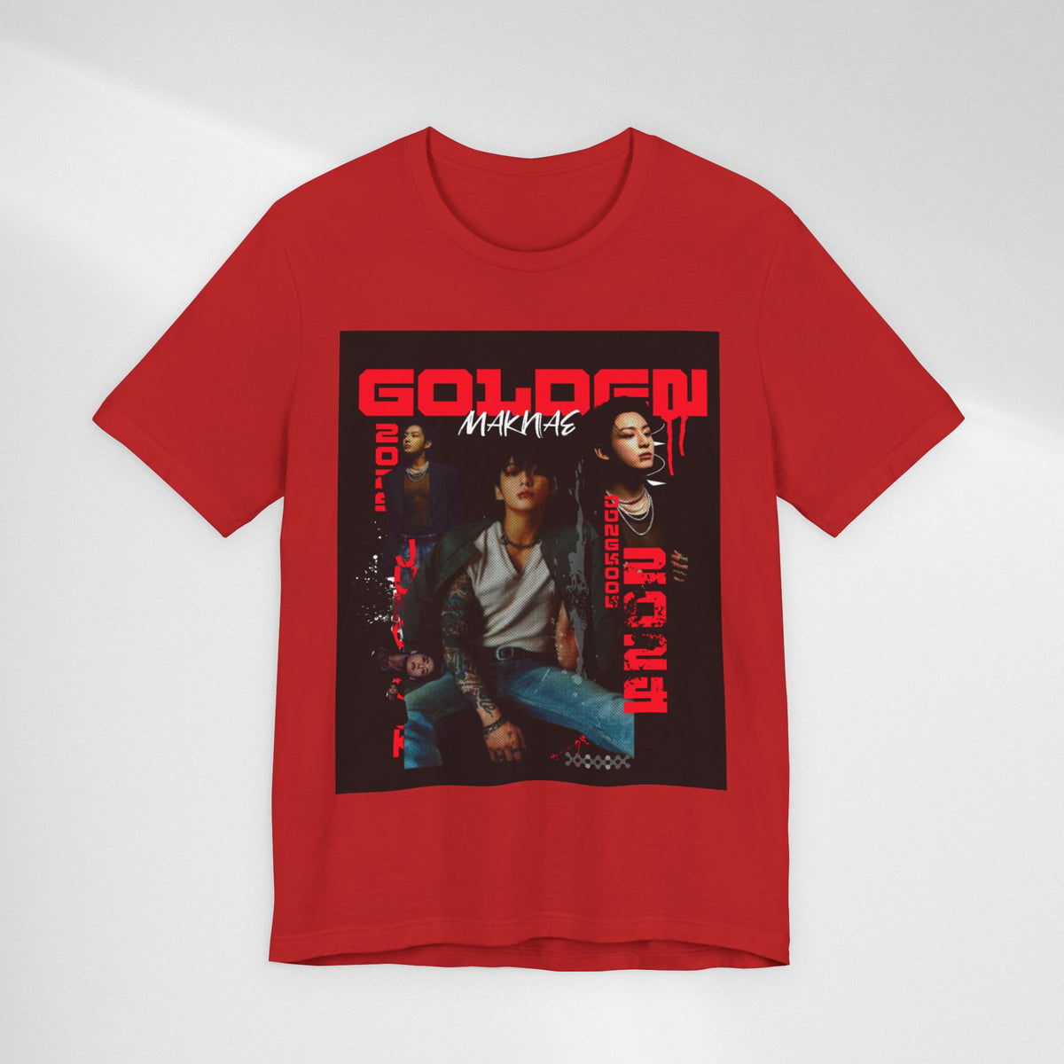 Jungkook Graphic Tee — Golden (Red Text)