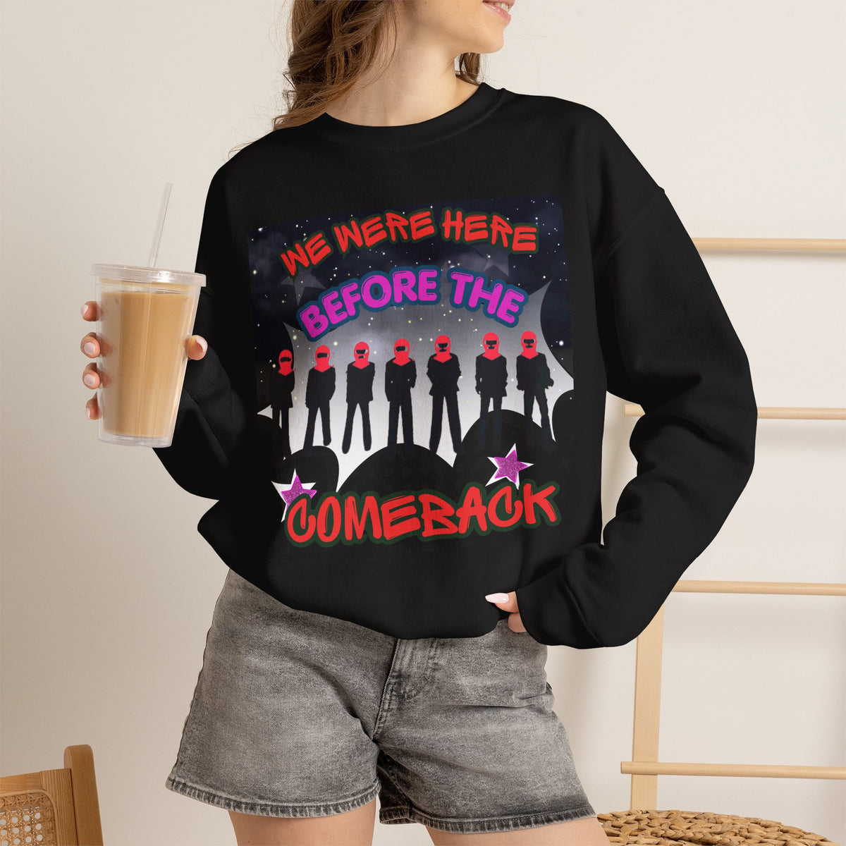 Crewneck Sweatshirt — BTS  the Comeback” Retro Pop Graphic