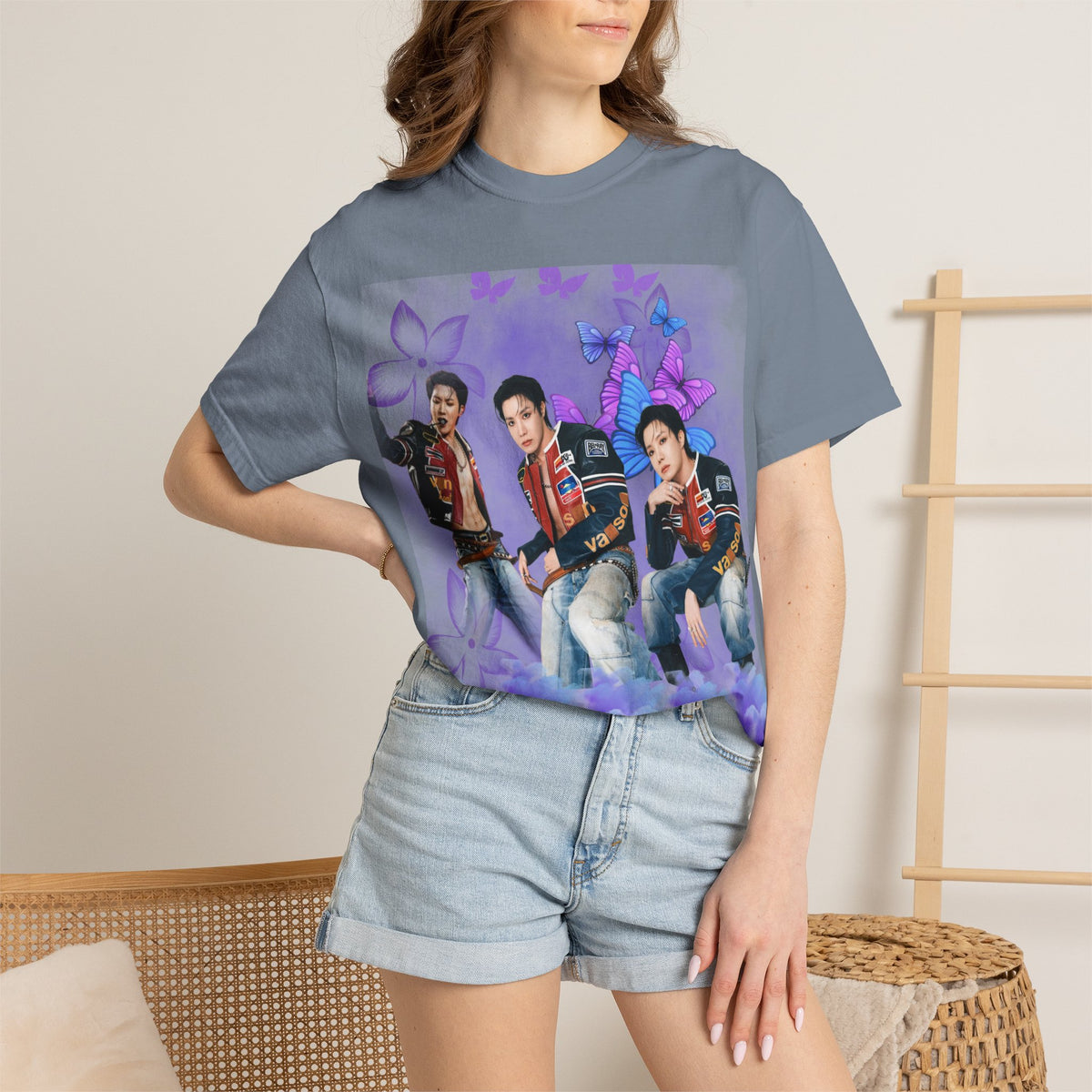 JHOPE Graphic T-Shirt — Purple Floral Portrait Tee