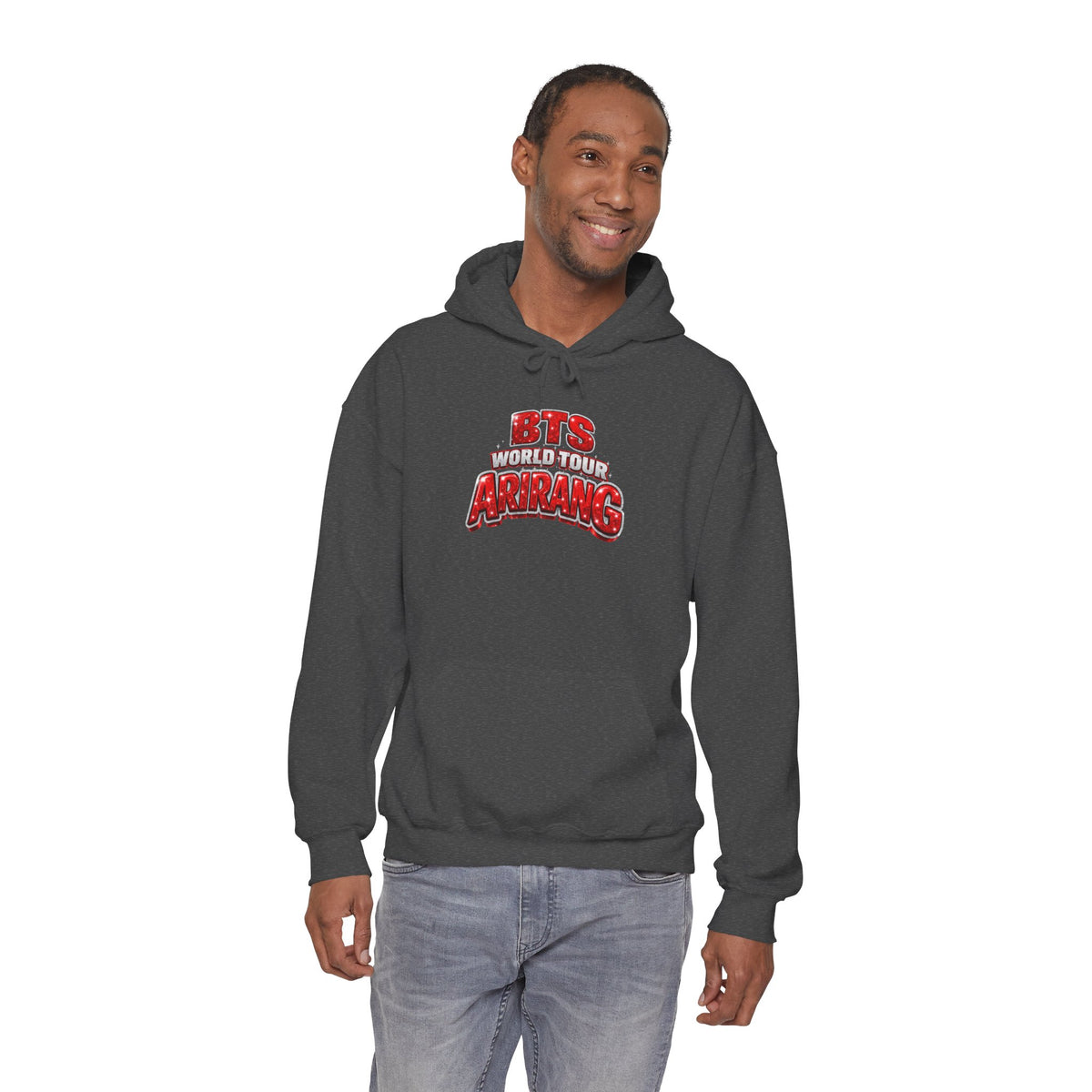 BTS Hoodie — "World Tour ARMY" Retro Red Graphic Pullover