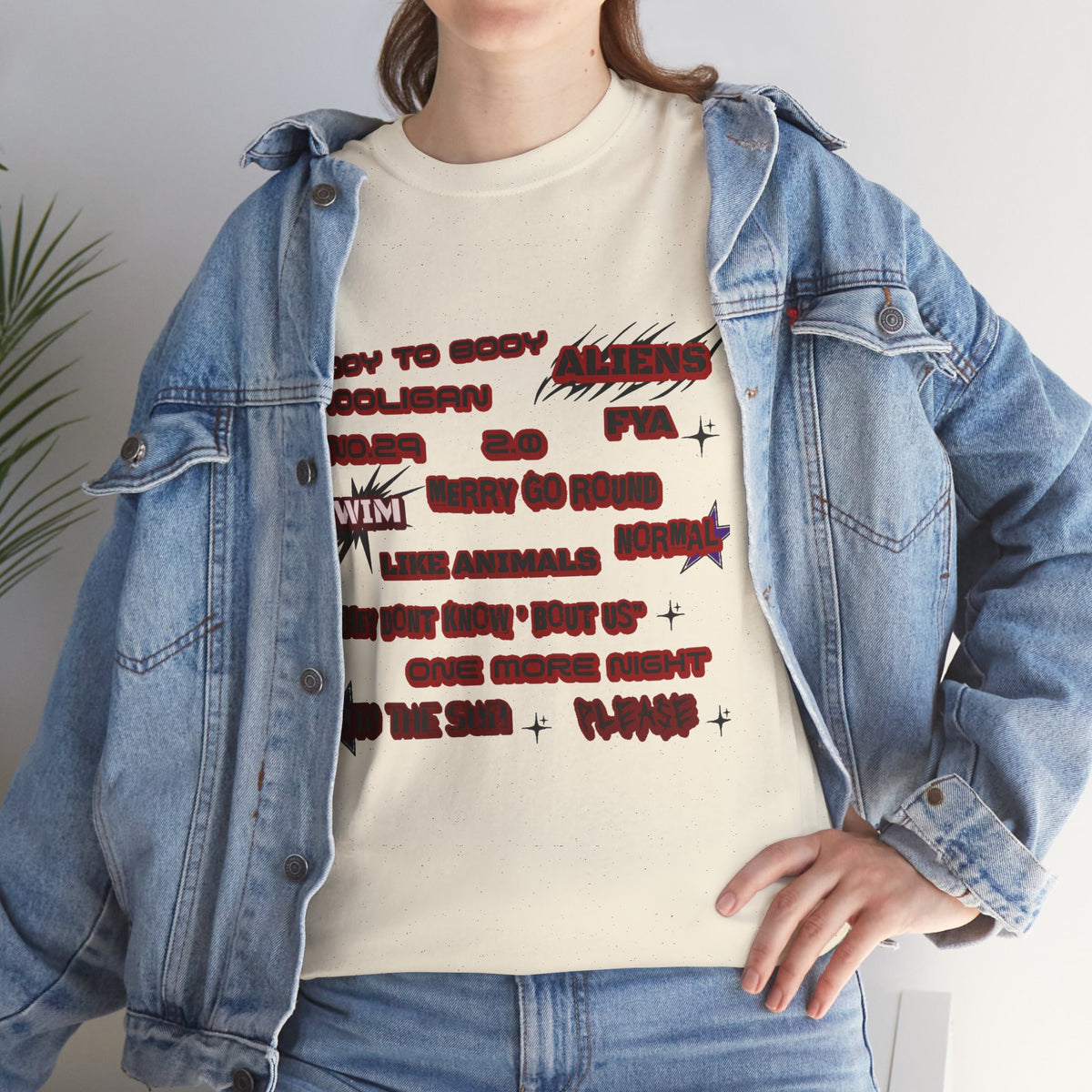 BTS ARIRANG Graphic Tee — Distorted Red Text Band Shirt