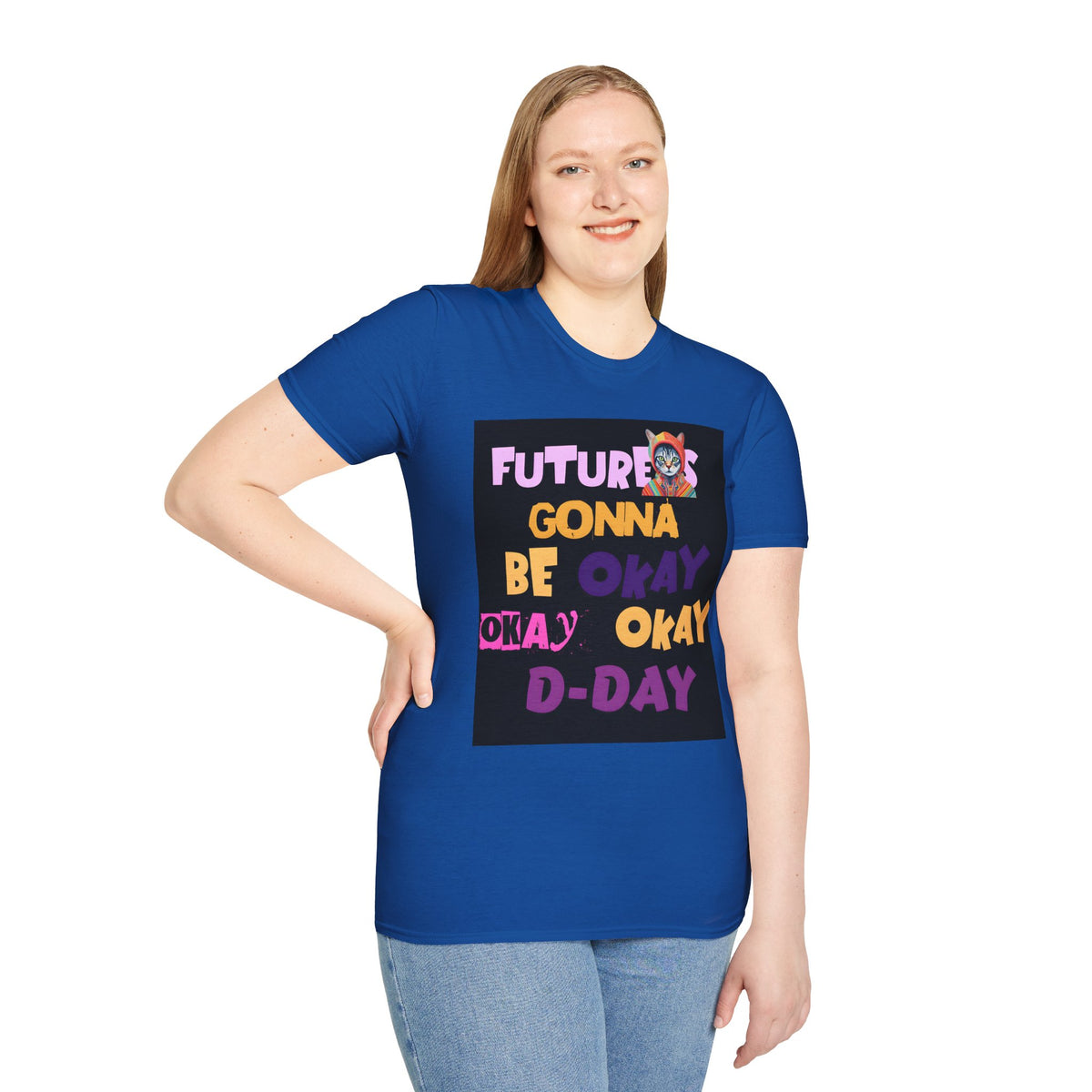 T-Shirt — “Future’s Gonna Be Okay” Positive Cat Graphic Tee