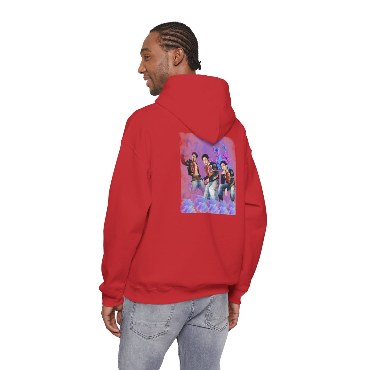 JHOPE Photo Hoodie — Purple Watercolor Floral Crew Sweatshirt