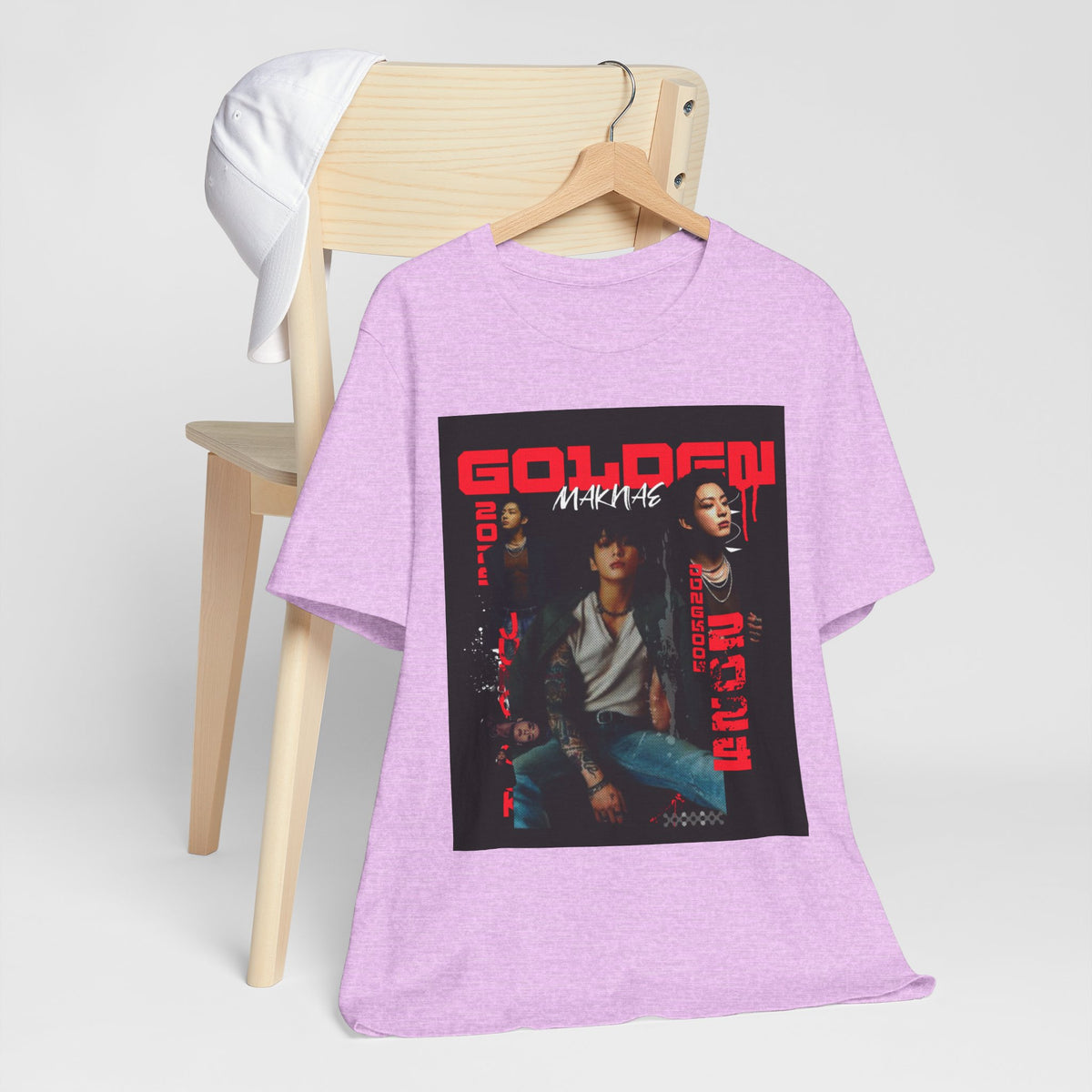 Jungkook Graphic Tee — Golden (Red Text)