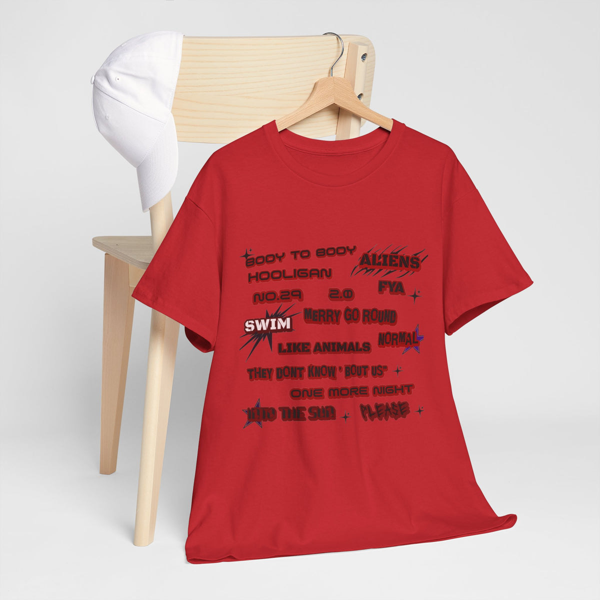 BTS ARIRANG Graphic Tee — Distorted Red Text Band Shirt
