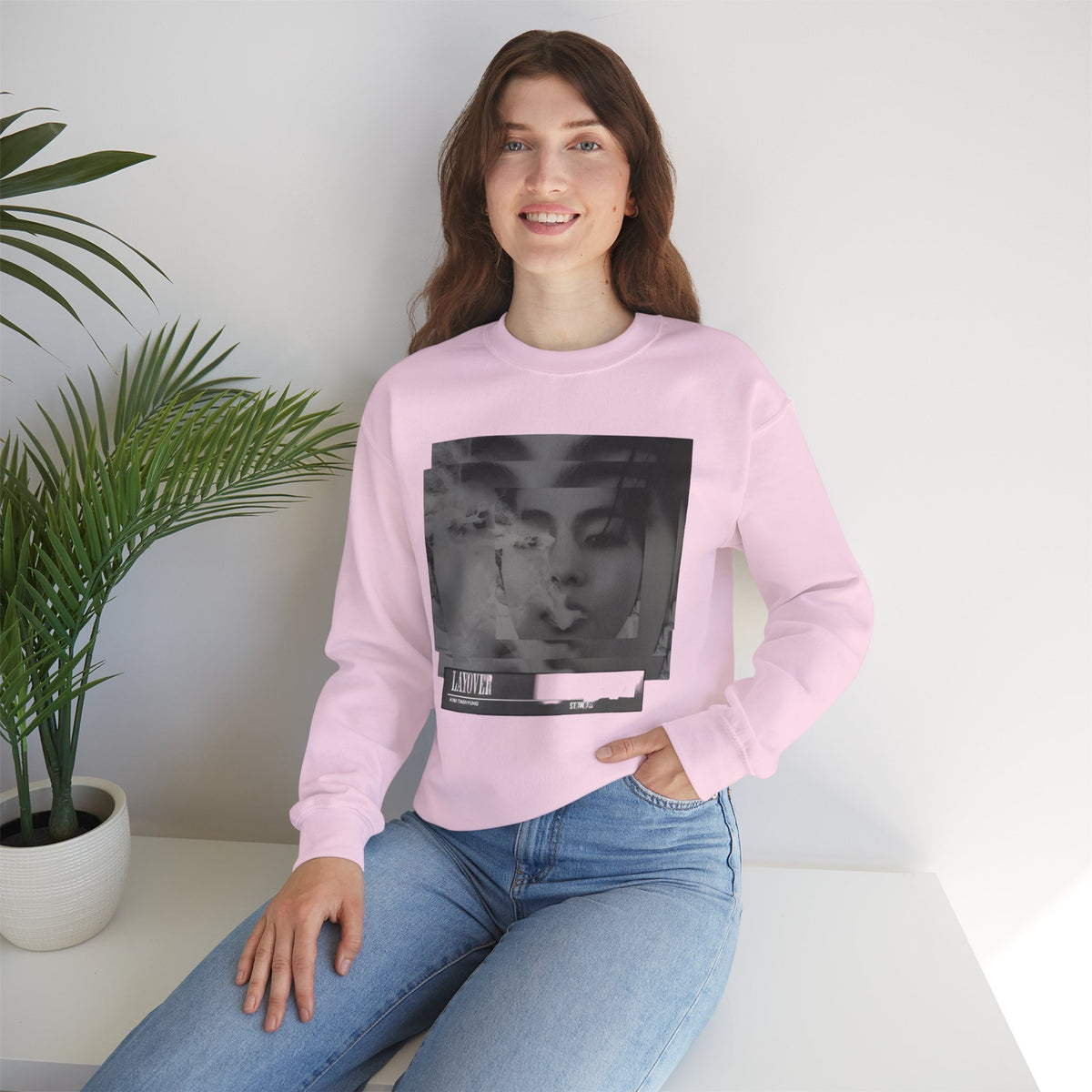 Graphic Crewneck Sweatshirt – Moody Collage Face Design