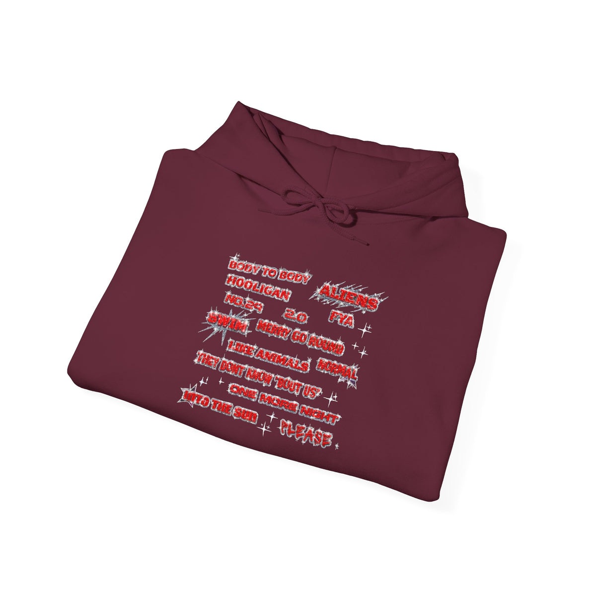 BTS Text Graphic Hoodie —  Red Script Sweatshirt