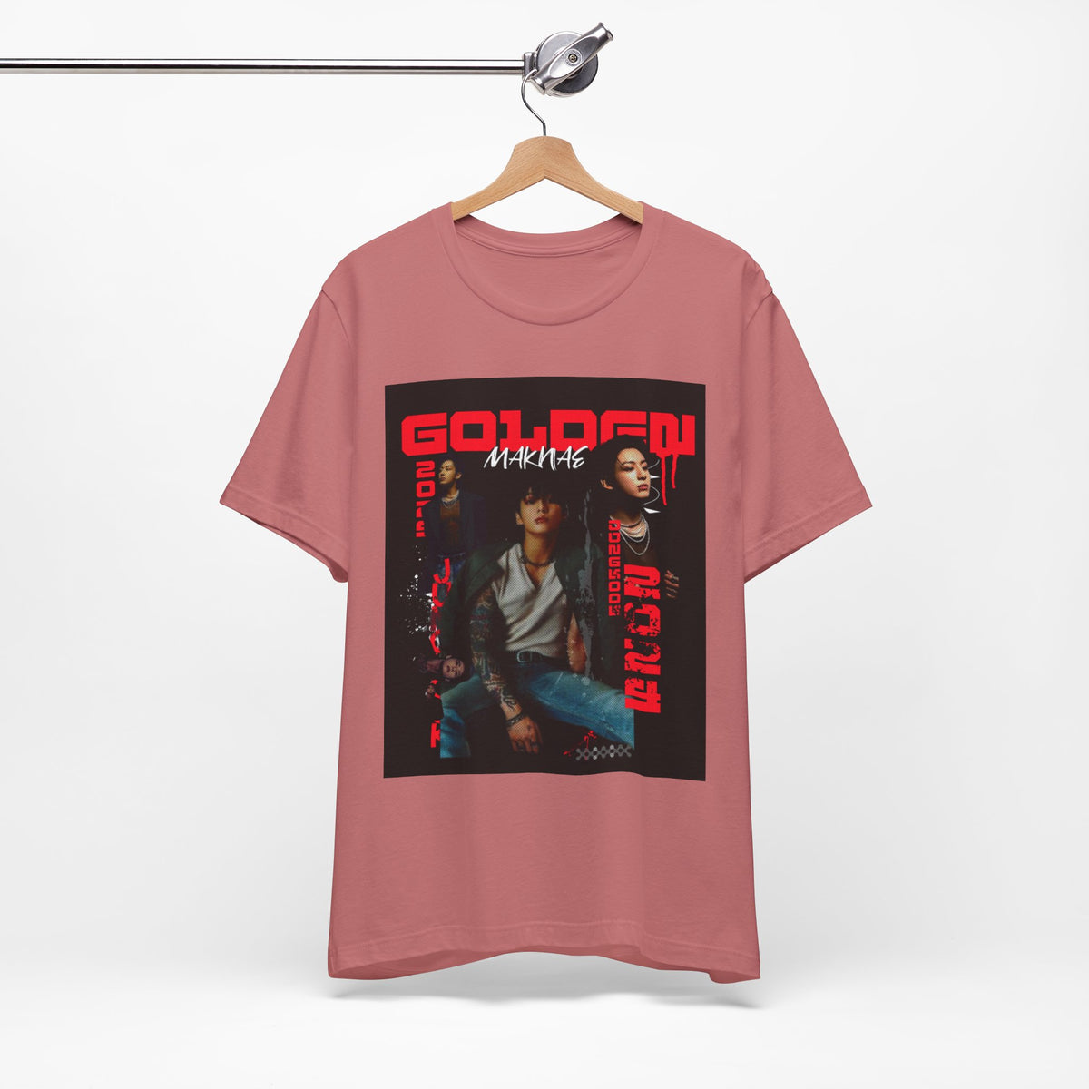 Jungkook Graphic Tee — Golden (Red Text)