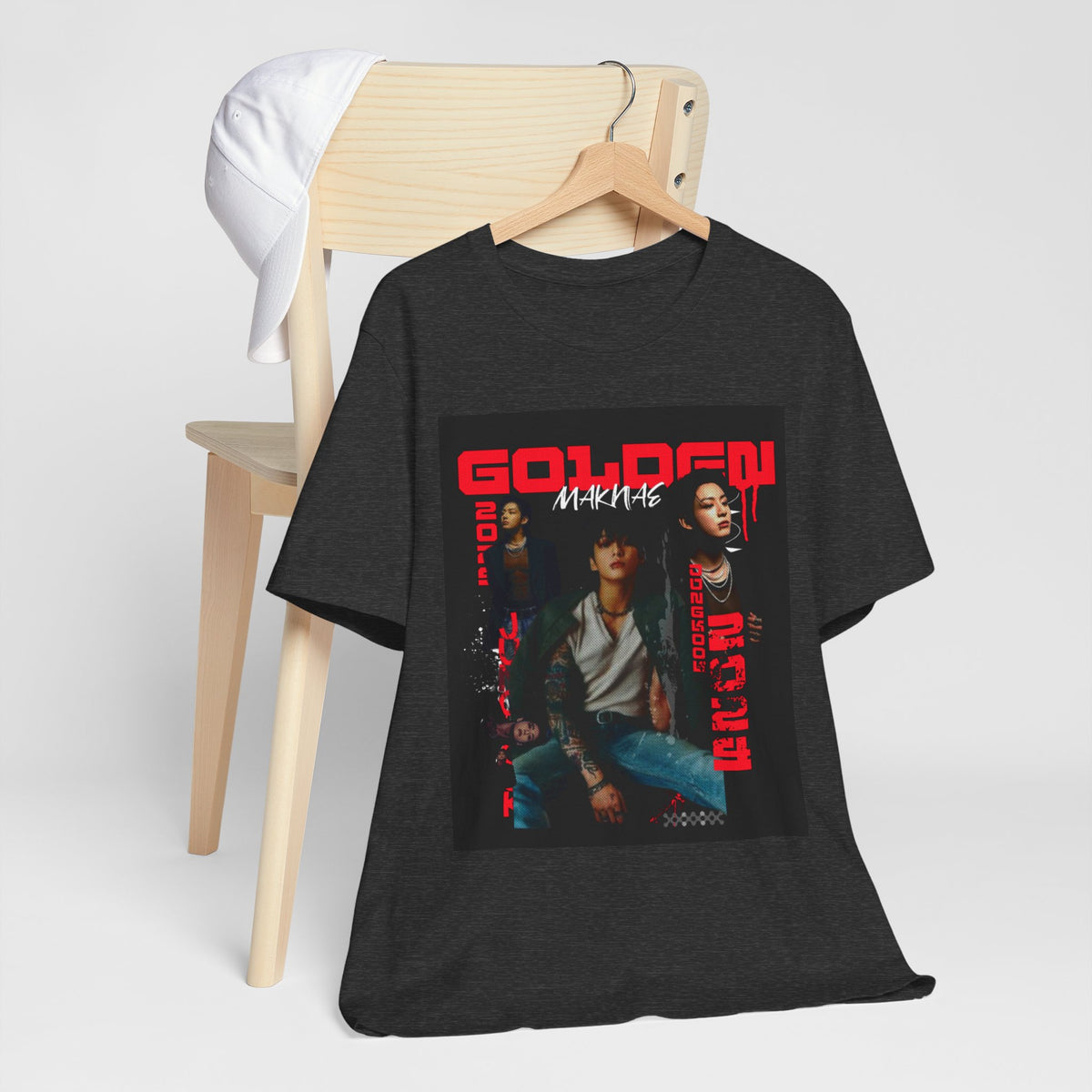 Jungkook Graphic Tee — Golden (Red Text)