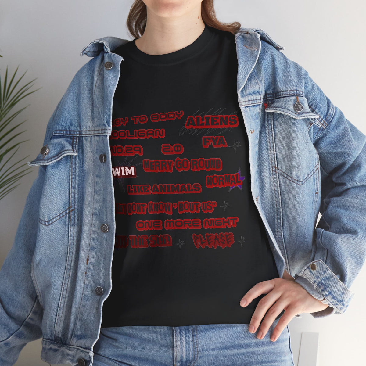 BTS ARIRANG Graphic Tee — Distorted Red Text Band Shirt