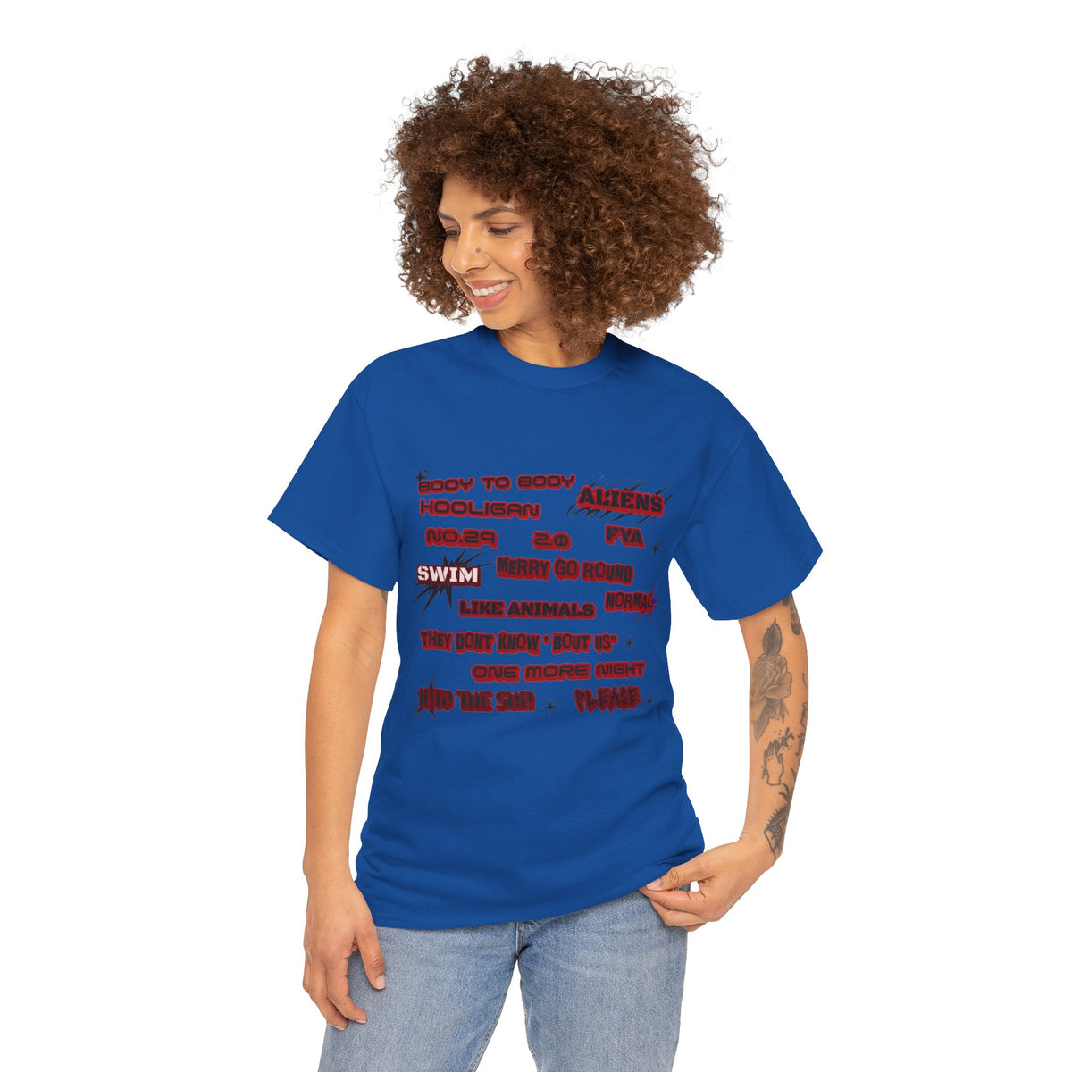 BTS ARIRANG Graphic Tee — Distorted Red Text Band Shirt