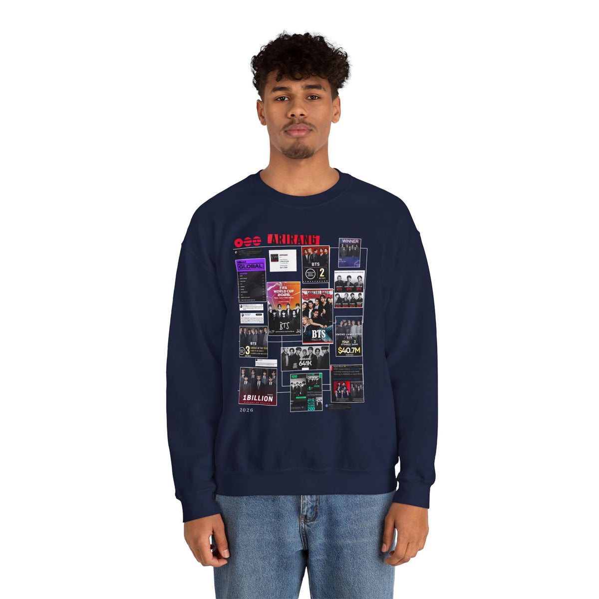 BTS Collage Graphic Crewneck Sweatshirt — Music Poster Design