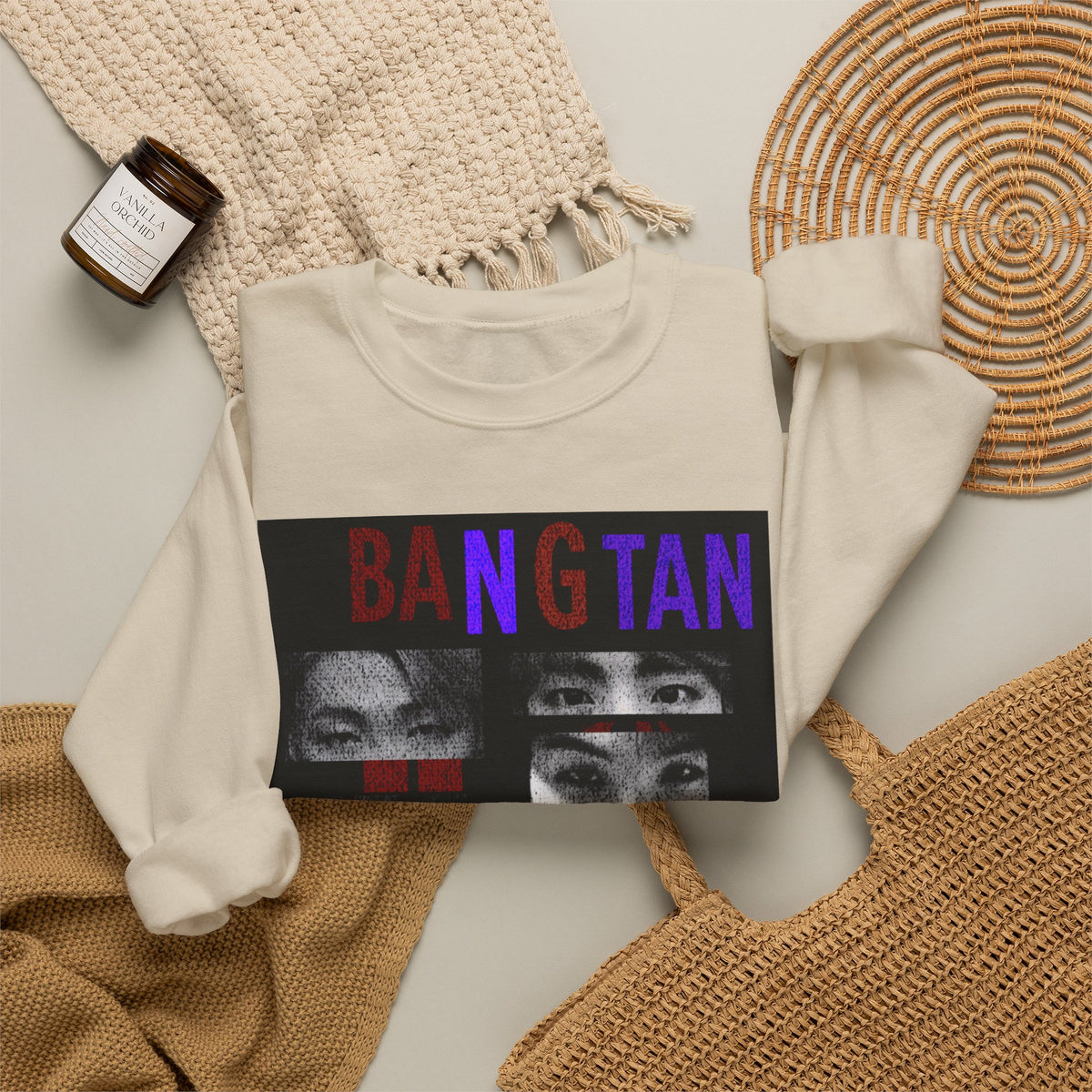 Bangtan Eyes Graphic Sweatshirt — K-Pop Fan Crewneck ("BANGTAN 07 FOREVER")
