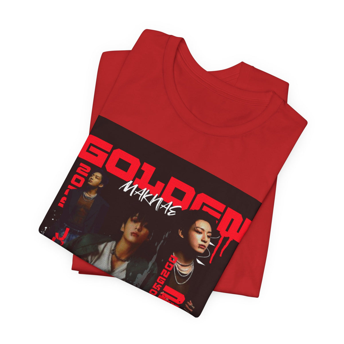 Jungkook Graphic Tee — Golden (Red Text)